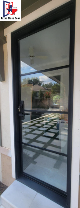 Iron Single French Door- Square Top- 3 Line