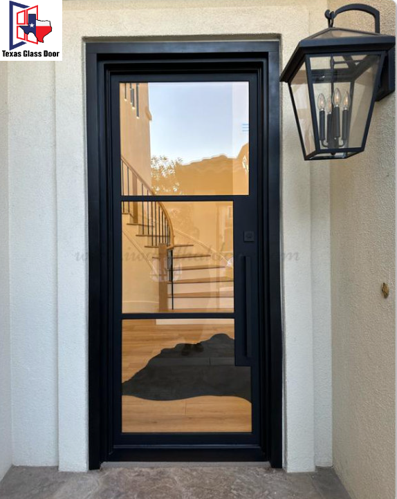 Iron Single French Door- Square Top- 3 Line