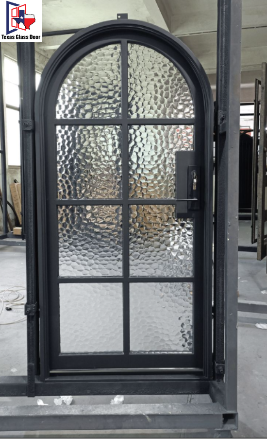 Iron Single French Door- Round Top- 8 Line