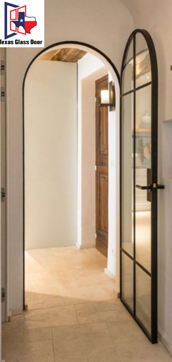 Iron Single French Door- Round Top- 6 Line