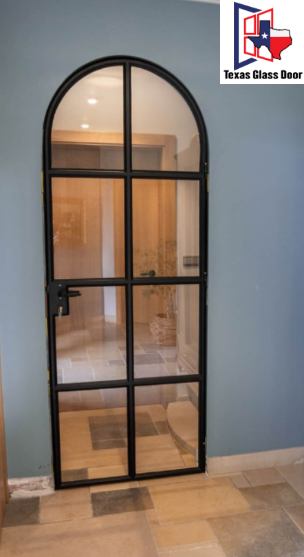 Iron Single French Door- Round Top- 8 Line