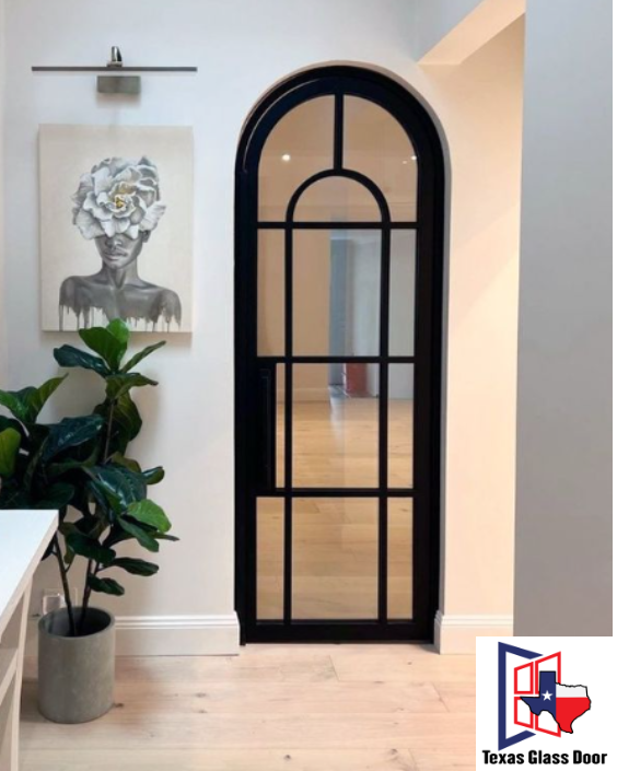 Iron Single French Door- Round Top- 8 Line