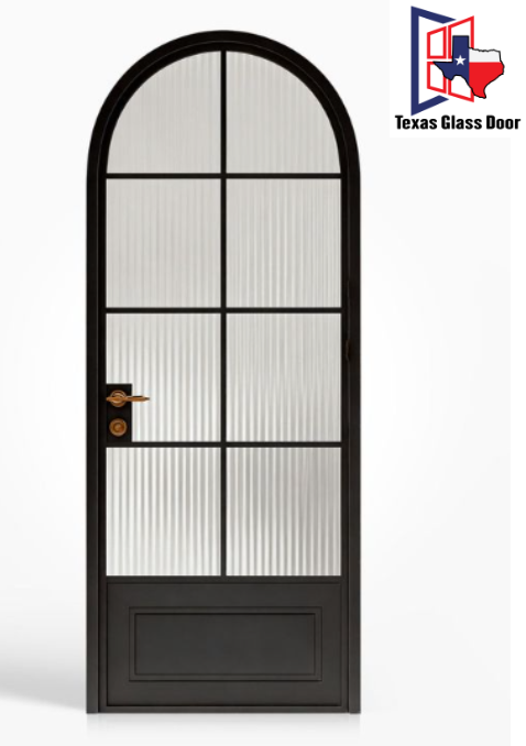 Iron Single French Door- Round Top- 8 Line