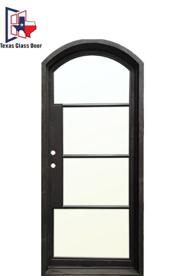 Iron Single French Door- Arched Top- 4 Line