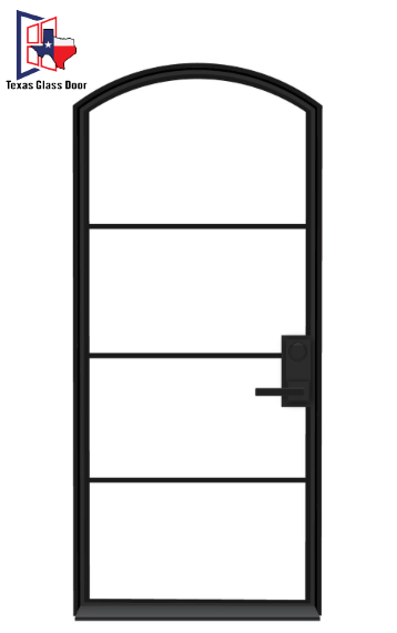 Iron Single French Door- Arched Top- 4 Line