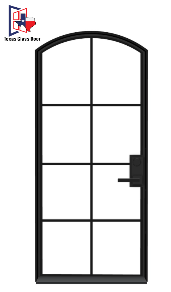 Iron Single French Door- Arched Top- 8 Line