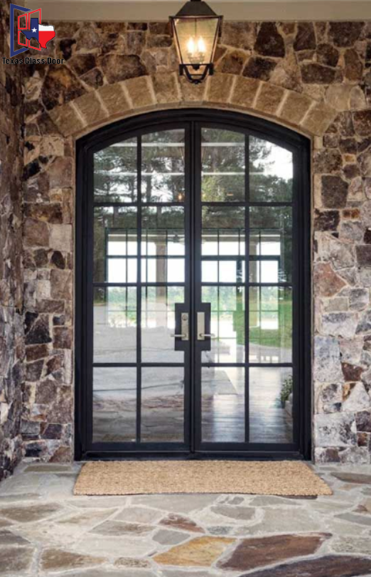 Iron Double French Door- Arched Top - 6 Line