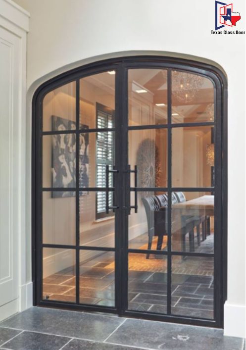 Iron Double French Door- Arched Top - 6 Line