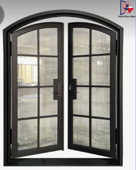 Iron Double French Door- Arched Top - 6 Line