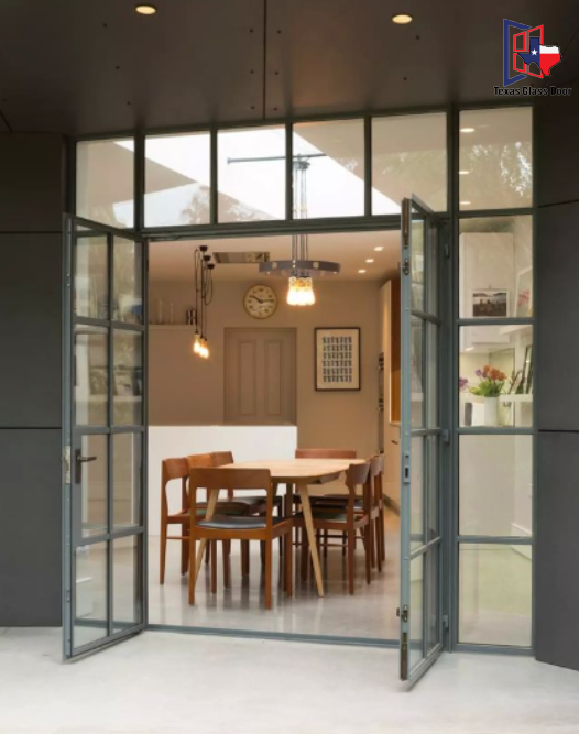 Iron Double French Door- with two Sidelights and Transom