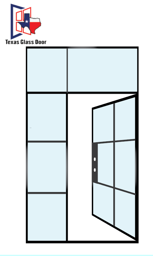 Iron Single French Door- with one Sidelights-Left and Transom