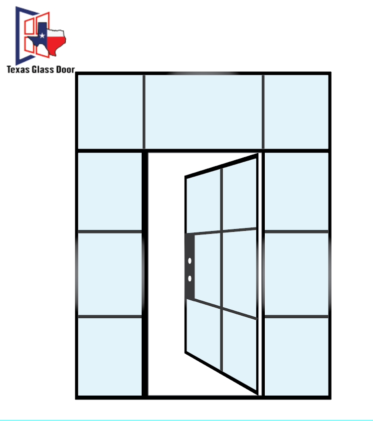 Iron Single French Door- with two Sidelights and Transom