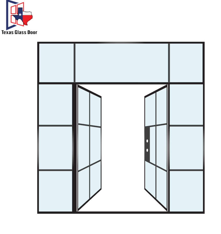 Iron Double French Door- with two Sidelights and Transom