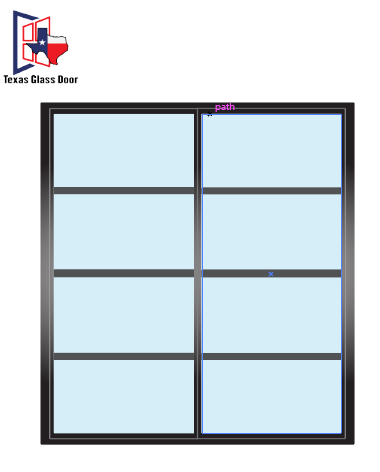 Aluminum Double French Door - Square Top - 4 Line