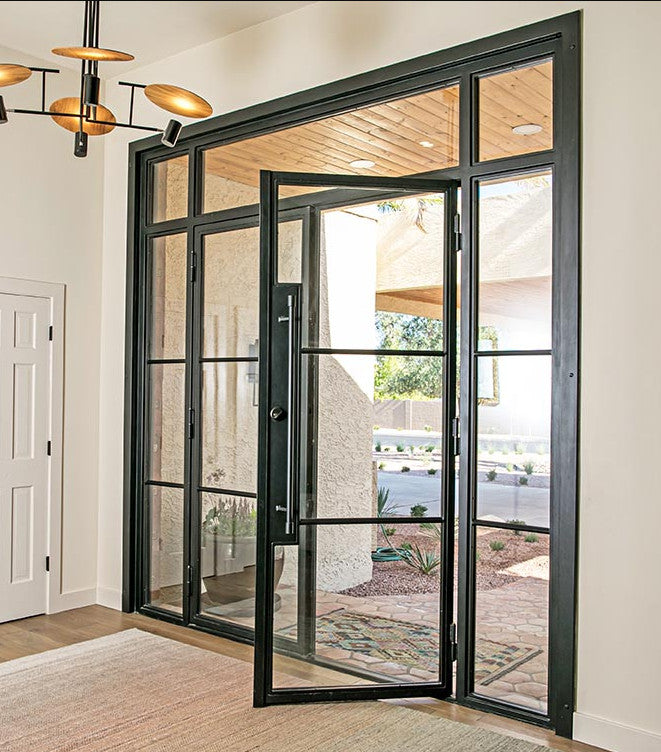 Iron Double French Door- with two Sidelights and Transom