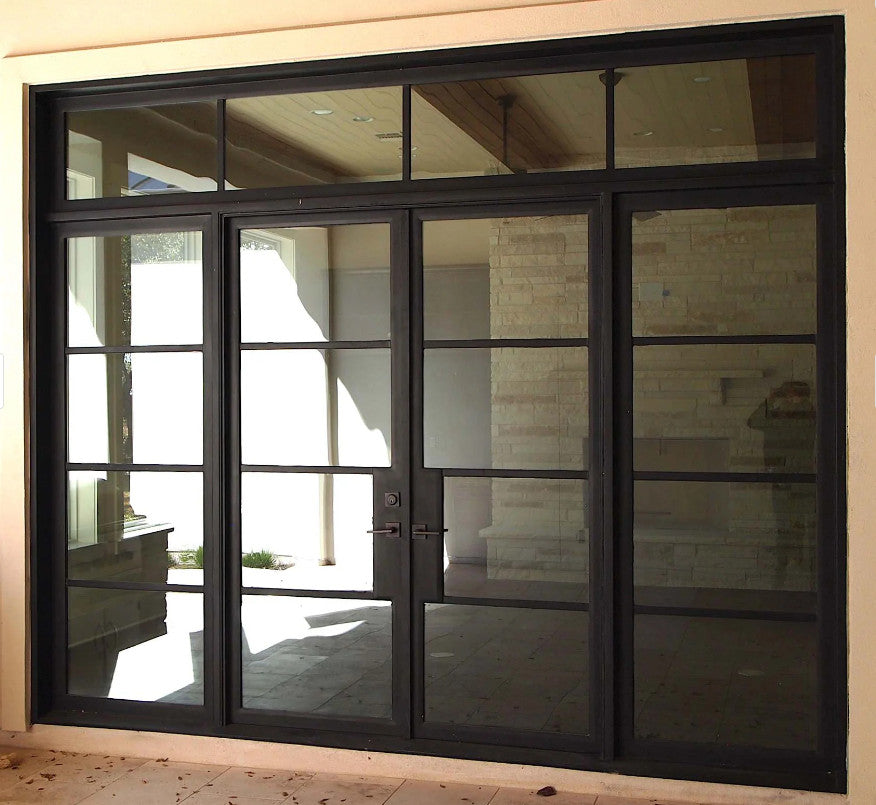 Iron Double French Door- with two Sidelights and Transom