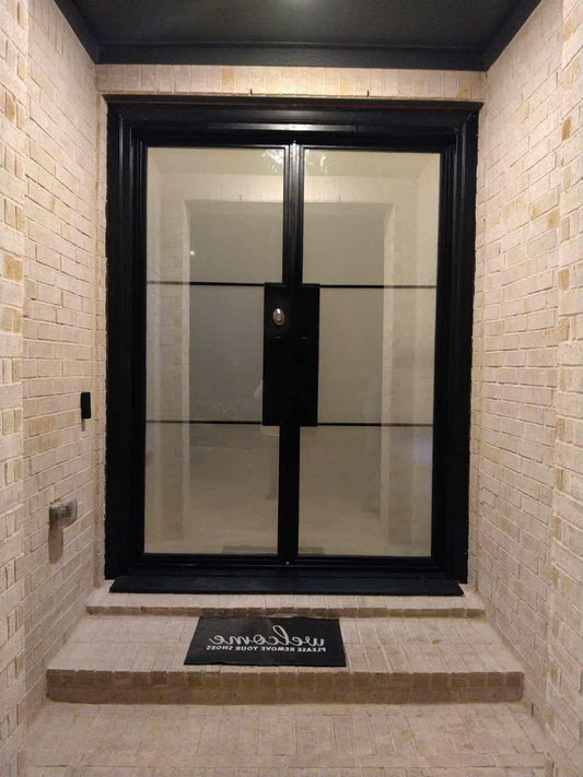 Iron Double French Door - Square Top - 3 Line