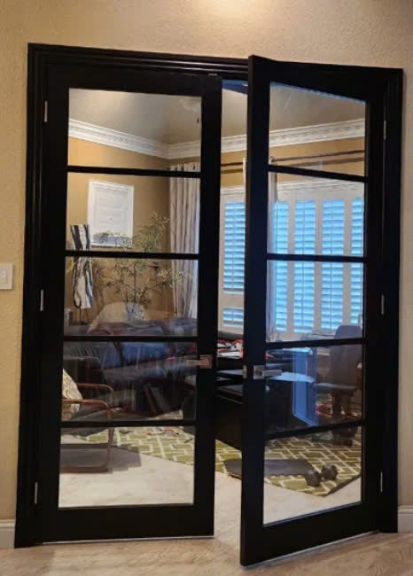 Iron Double French Door - Square Top - 3 Line