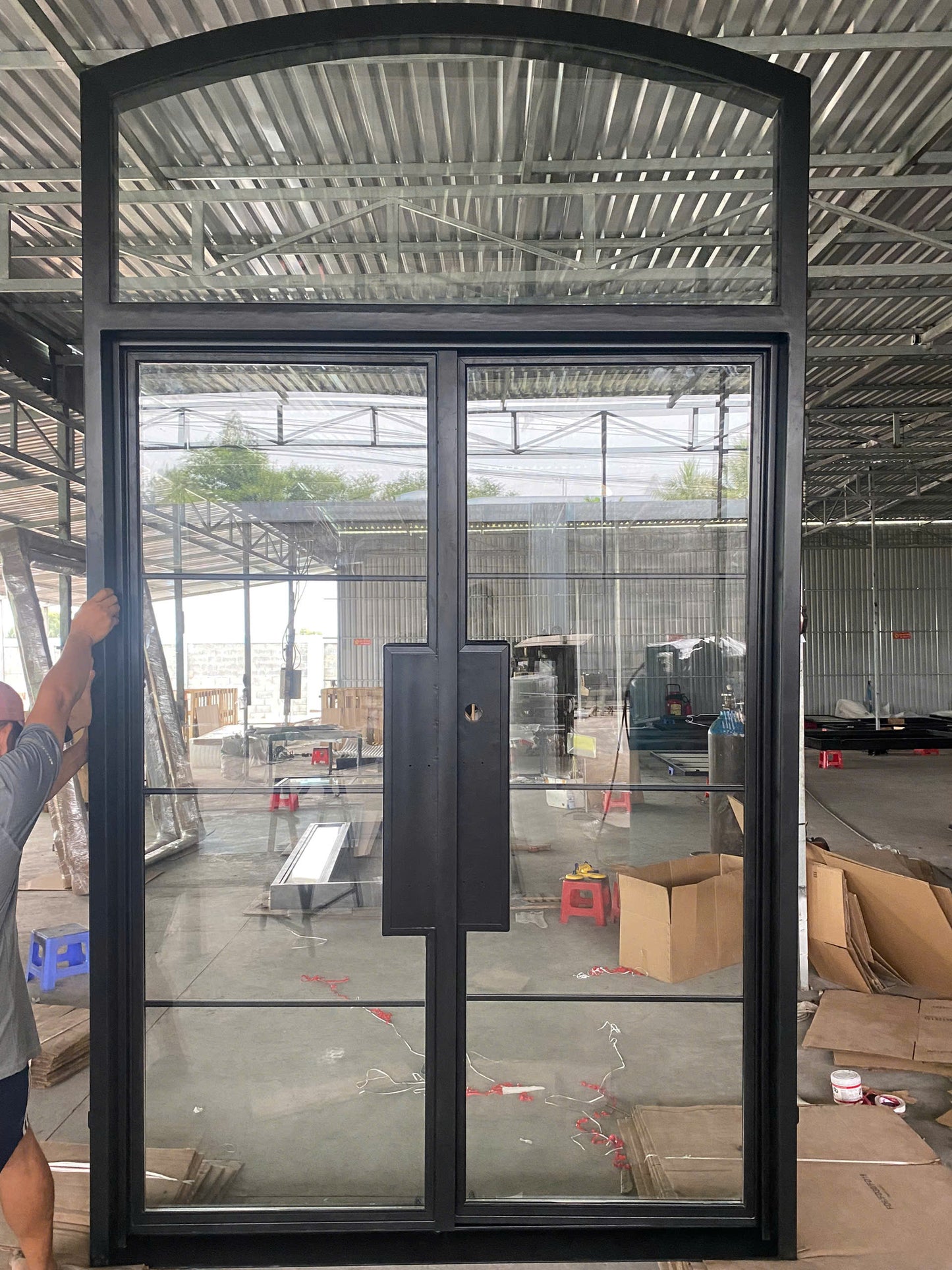 Iron Double French Iron Door - With Arched