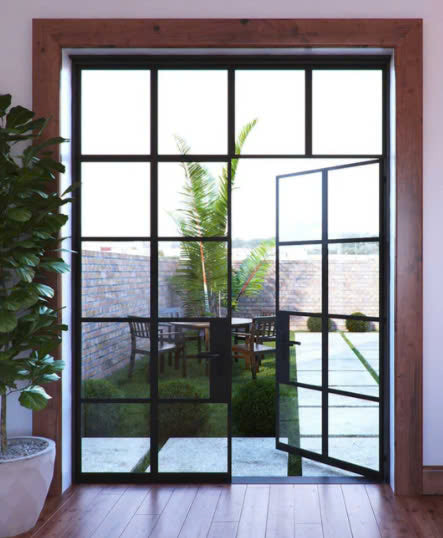 Iron Double French Door- with Transom.