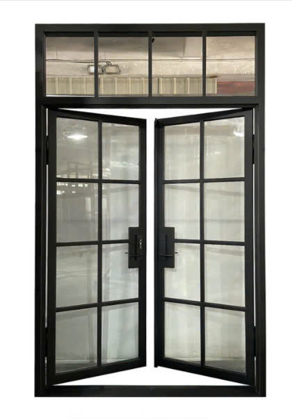 Iron Double French Door- with Transom.