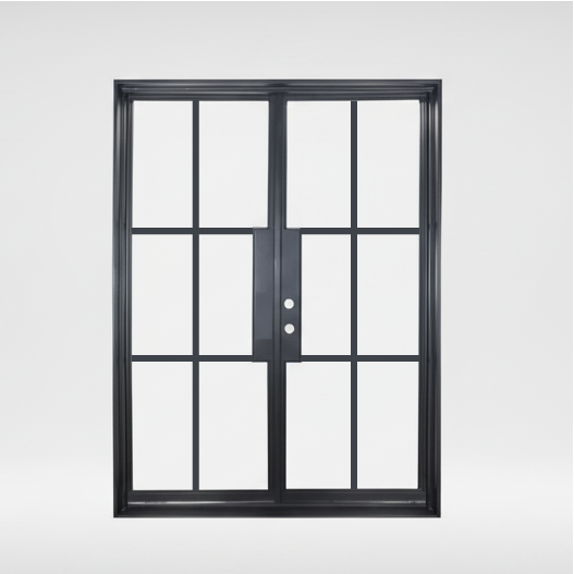 Wrought iron double french door square top 6-lite exterior Texas Glass Door