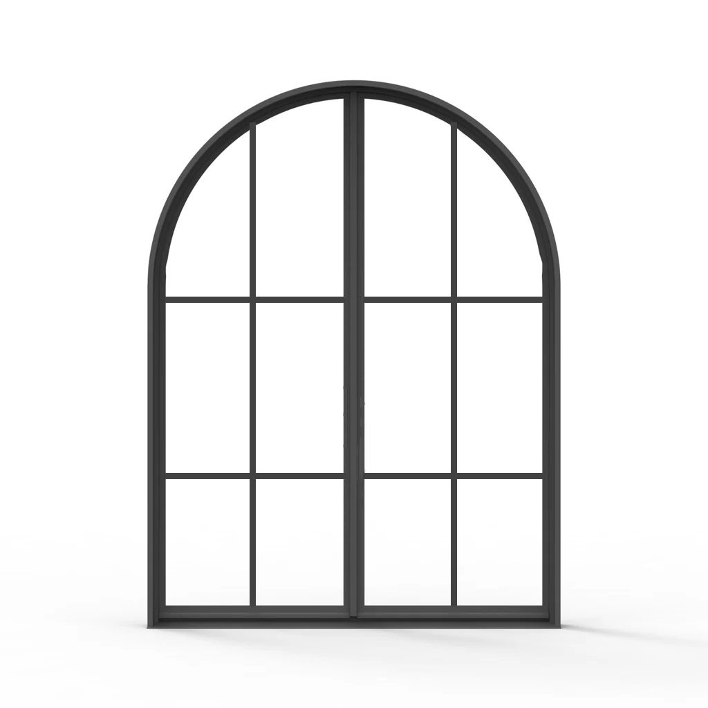 Custom iron double door round top 6-lite luxury Texas