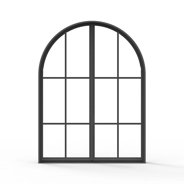 Custom iron double door round top 6-lite luxury Texas