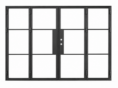 Iron Bi-fold Door – 144"x96", 3-Lite, 4 Panel, Left Hand