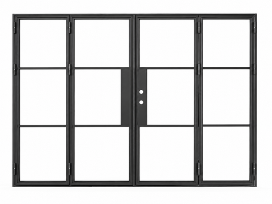 Iron Bi-fold Door – 144"x96", 3-Lite, 4 Panel, Left Hand