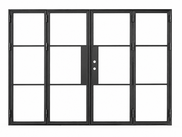 Iron Bi-fold Door – 144"x96", 3-Lite, 4 Panel, Left Hand
