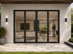 Iron Bi-fold Door – 144"x96", 3-Lite, 4 Panel, Left Hand