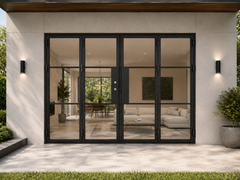 Iron Bi-fold Door – 144"x96", 3-Lite, 4 Panel, Right Hand