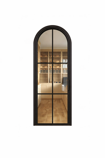 Custom iron single door round top 6-lite luxury Texas Glass Door