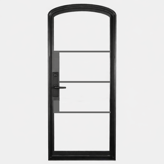 Iron Single French Door – Arch Top, 4-Lite