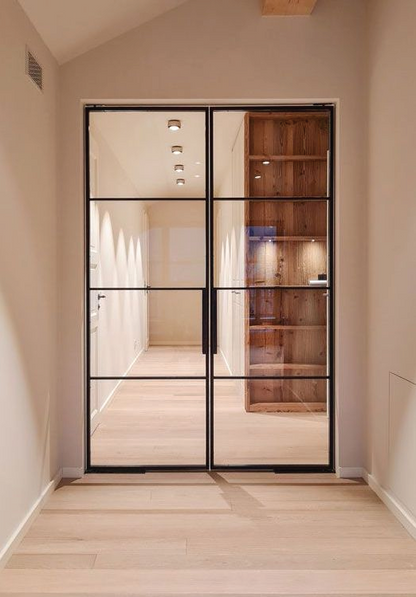 Iron Double French Door – Square Top, 4-Lite