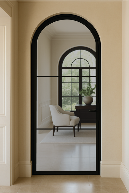 Aluminum Single French Door- Round Top - 3 Line
