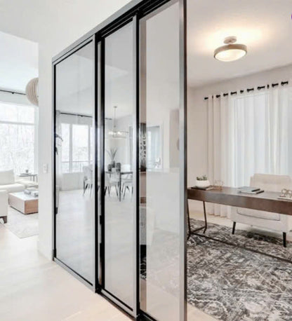 Glass Wall Partition With Sliding Door