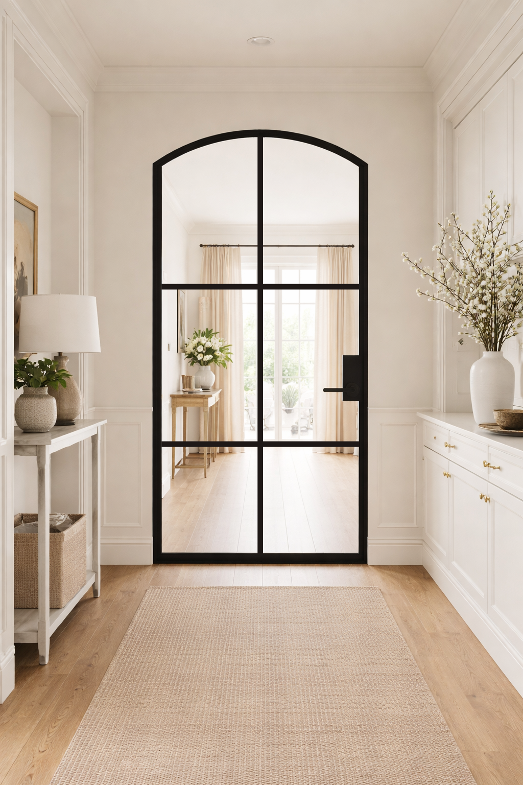 Iron Single French Door – Arch Top, 6-Lite