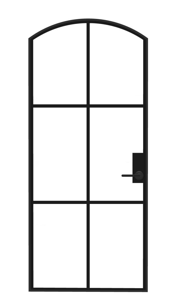 Iron Single French Door – Arch Top, 6-Lite