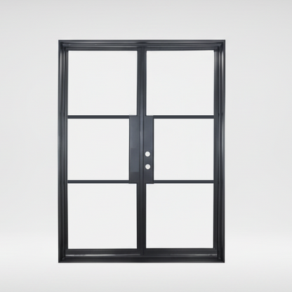 Iron Double French Door – 60"x80", Left hand, 3-Lite, Square Top