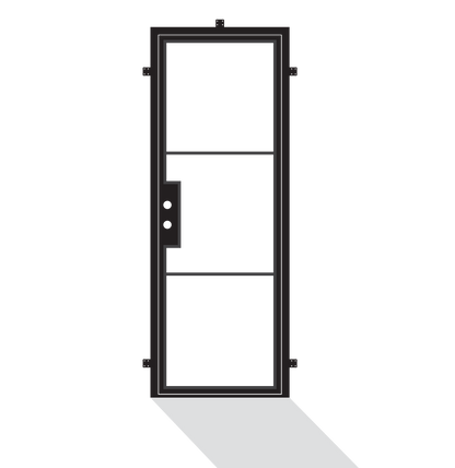 Iron Single French Door- Square Top- 3 Line