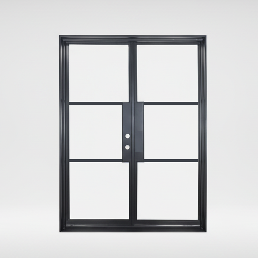 Iron double French door square top custom Texas - Texas Glass Door