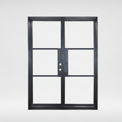 Iron double French door square top custom Texas - Texas Glass Door