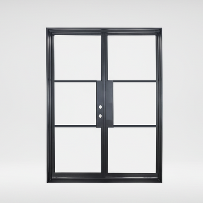 Iron Double French Door – 72"x80", Right hand, 3-Lite, Square Top