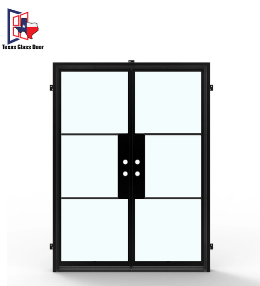 Iron Double French Door- Square Top- 3 Line