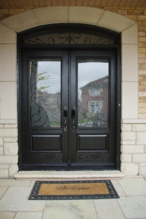 Double French Iron Door- Arch Top- Inswing Right Handle-Clear Glass- 60*80-72*81-72*96