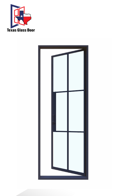 Iron Single French Door- Square Top- 6 Line