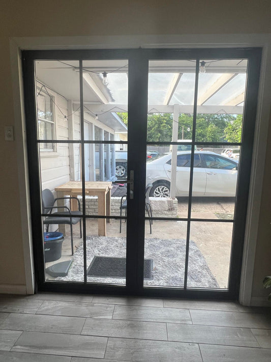 Aluminum Double French Door- 6 Line- Square Top