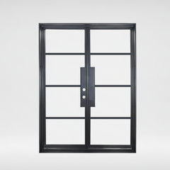 Iron Double French Door – 72"x96", Right hand, 4-Lite, Square Top